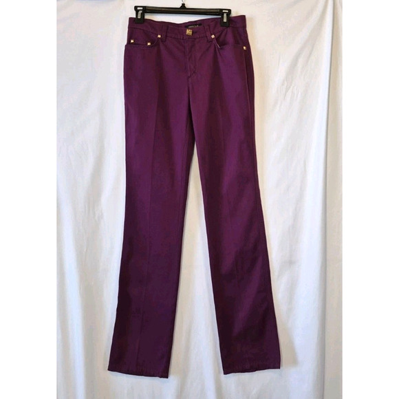 Vintage Roberto Cavalli Dark Purple Designer Straight Leg Jeans 28 X 35 Studded - Picture 1 of 5